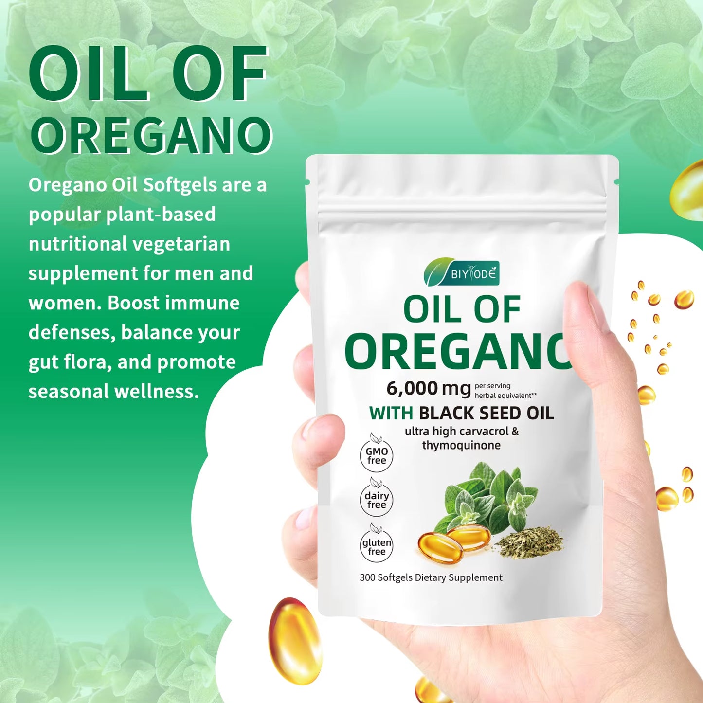 【】Oregano Oil Softgels: Antibacterial, Antiviral & Antifungal, with Antioxidant Properties; Supports Digestive Health